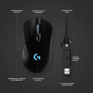 Logitech G703 LIGHTSPEED Wireless Gaming Mouse with HERO Sensor (PC/Mac) - Image 2