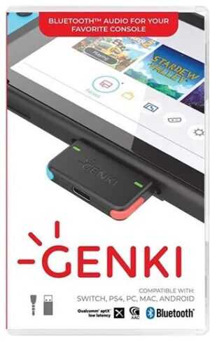 Genki Bluetooth Audio Adapter - Neon (Nintendo Switch / PS4 / PS5 / PC / Mac / Android)