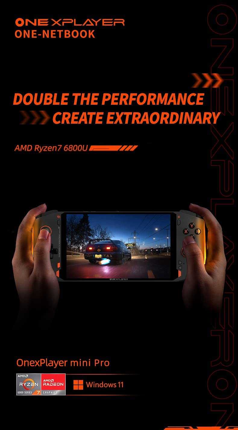 ONEXPlayer Mini Pro Handheld Game Console - Black (AMD Ryzen 6800U
