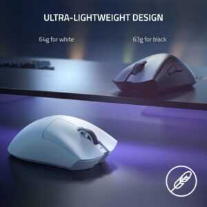 Razer DeathAdder V3 Pro - White Edition - Ultra-lightweight Wireless Ergonomic Esports Mouse (PC) - Image 3