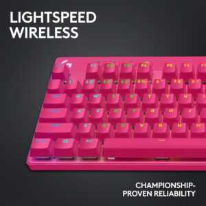 Logitech G PRO X TKL Lightspeed Wireless Gaming Keyboard - Tactile - GX Brown - Magenta (PC) - Image 3